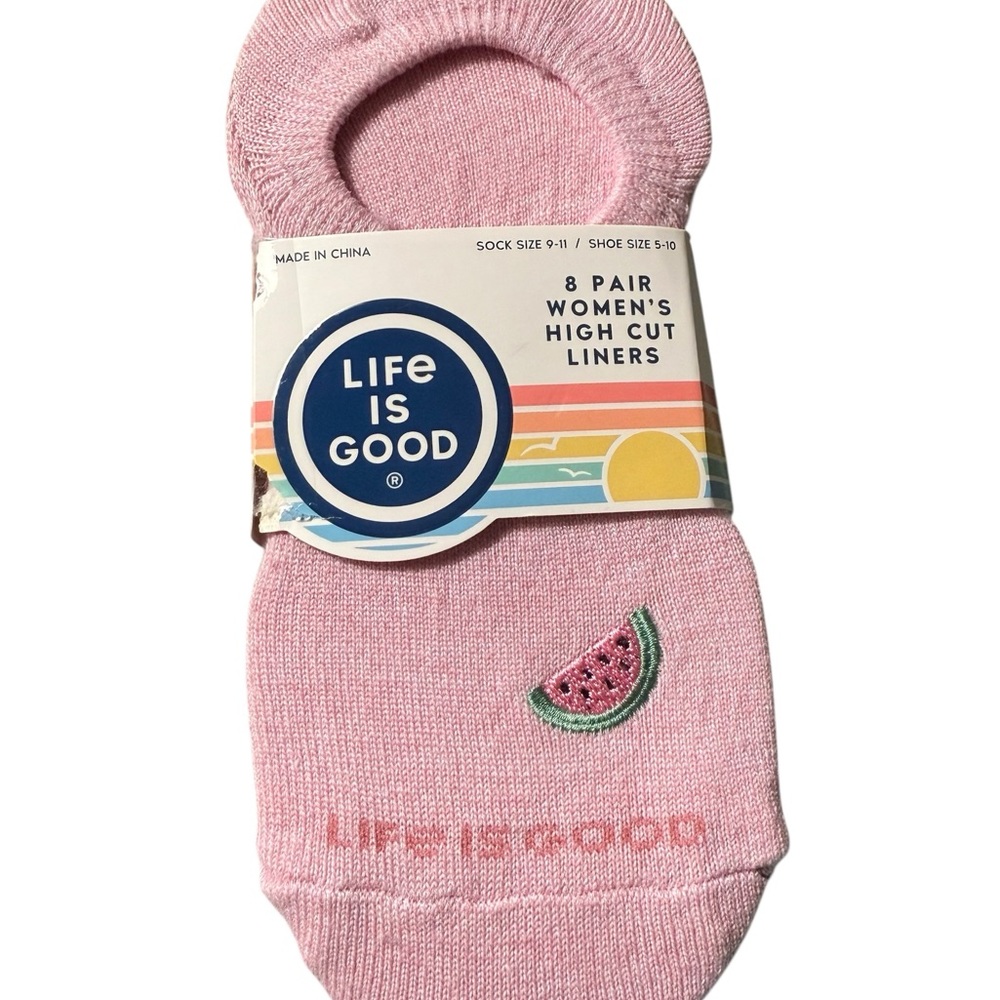 NWT Life Is Good 8 Pair Women’s High Cut Liners With Watermelons & Summer Design